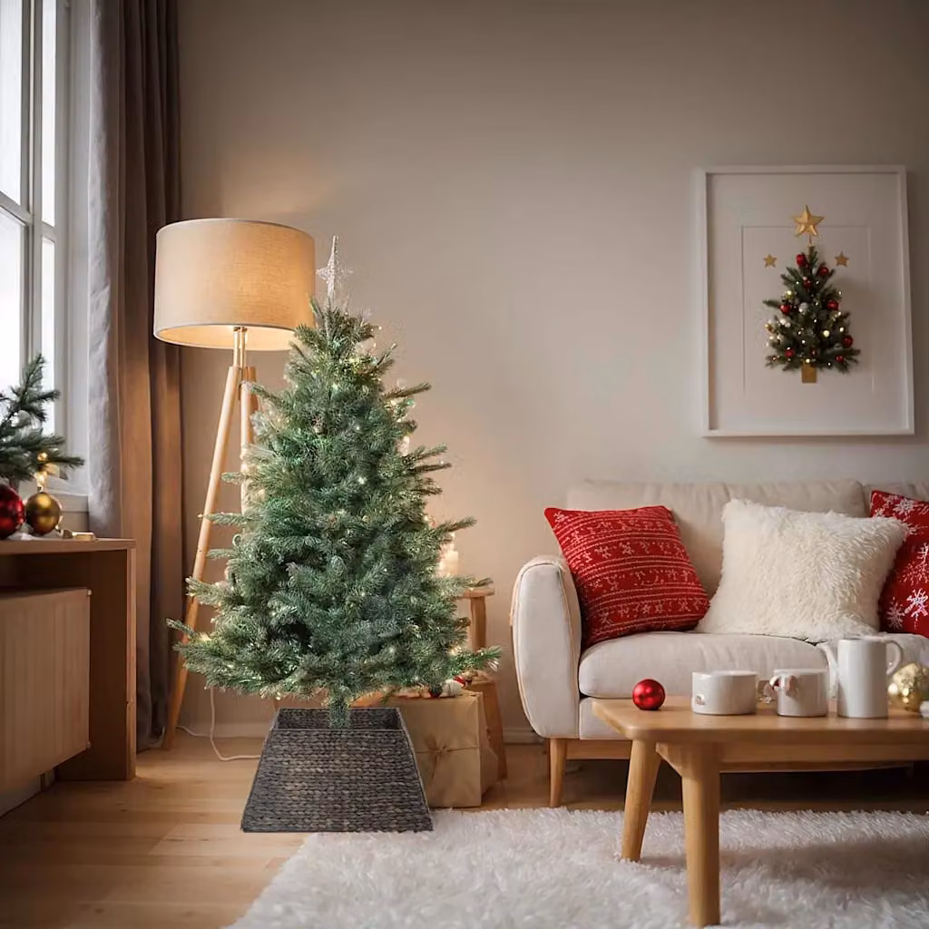 vidaXL Collare per Albero di Natale Quadrato Nero L/P/H: 60 x 60 x 28 cm