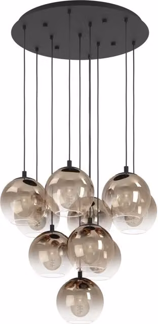 Lampadario Contemporaneo Ariscani 1 Acciaio Nero Rame 10 Luci E27 Ip20