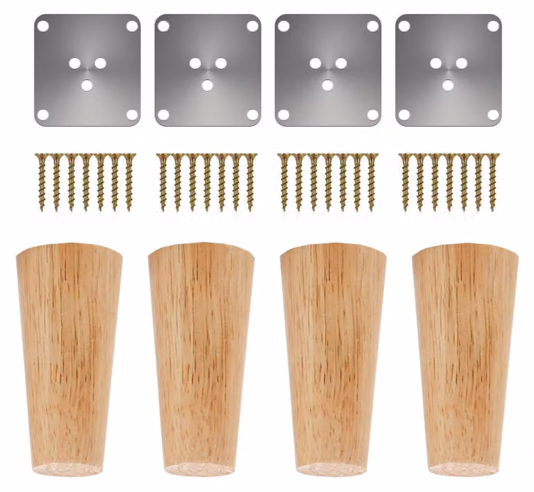 Omgoods - Set di 4 gambe coniche in legno di faggio per mobili
