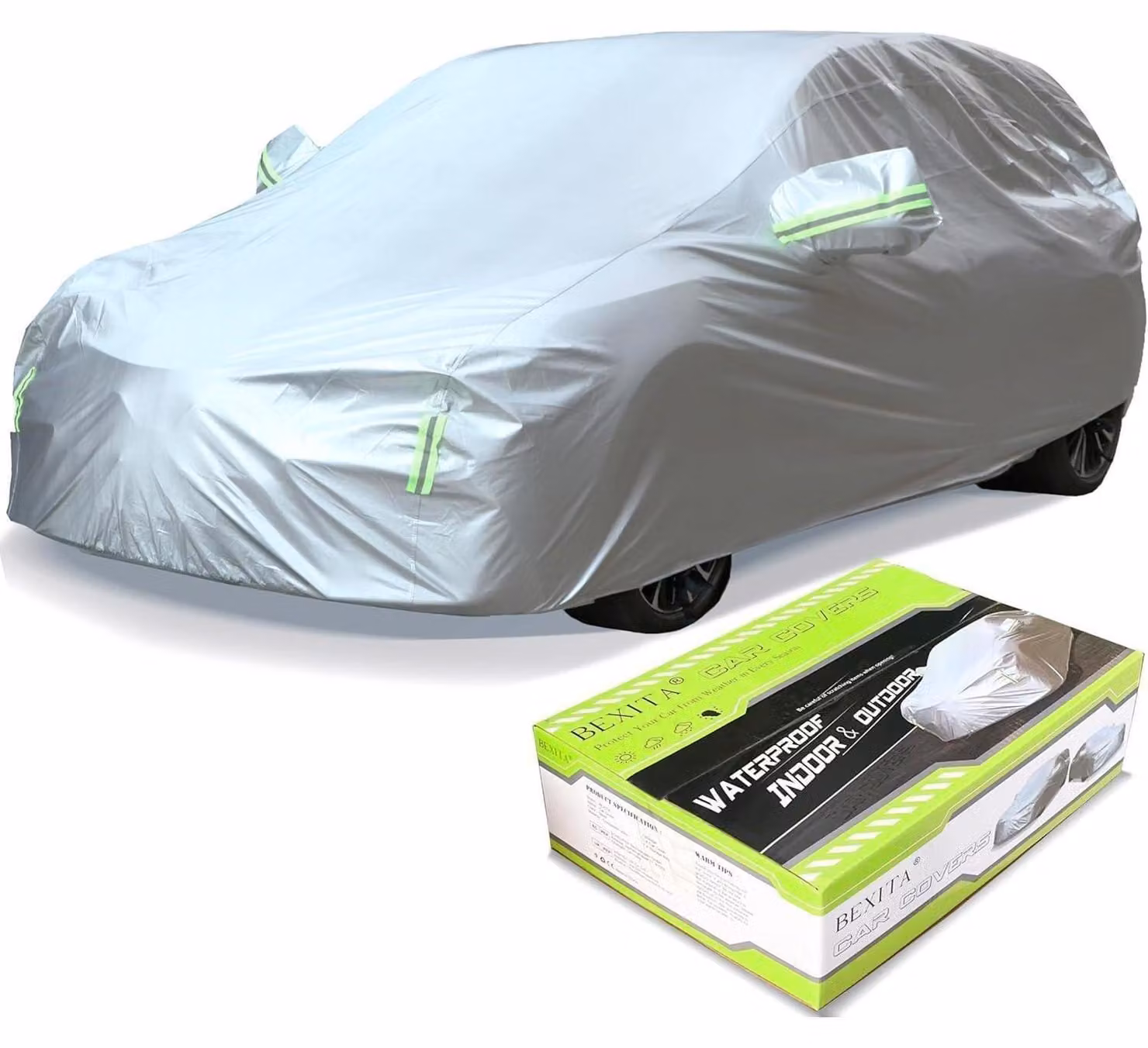 Telo protettivo per auto, impermeabile, taglia XL, adatto per auto con portellone posteriore inclinato fino a 450 cm, con protezione UV, adatto per tutte le condizioni atmosferiche