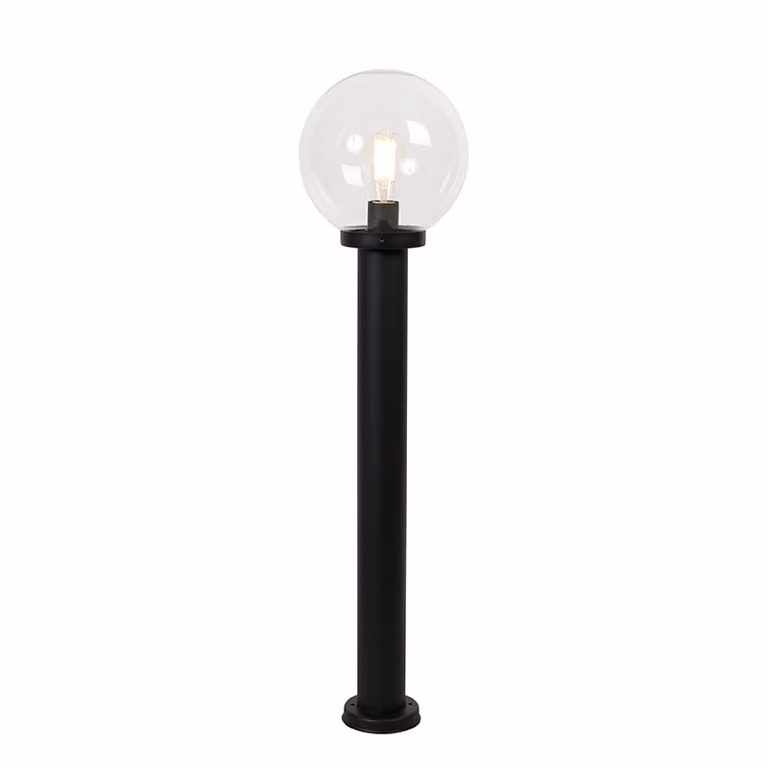 Lampada da esterno nera con sfera trasparente, 100 cm, IP44, Sfera