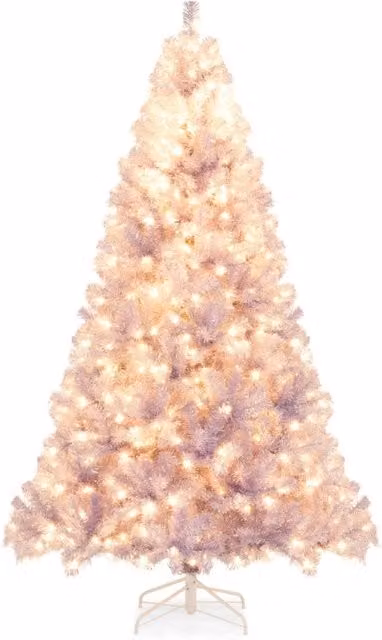Albero di Natale artificiale preilluminato Design Mania con 250 luci LED bianco caldo, colore viola, Altezza: 180 cm – 1