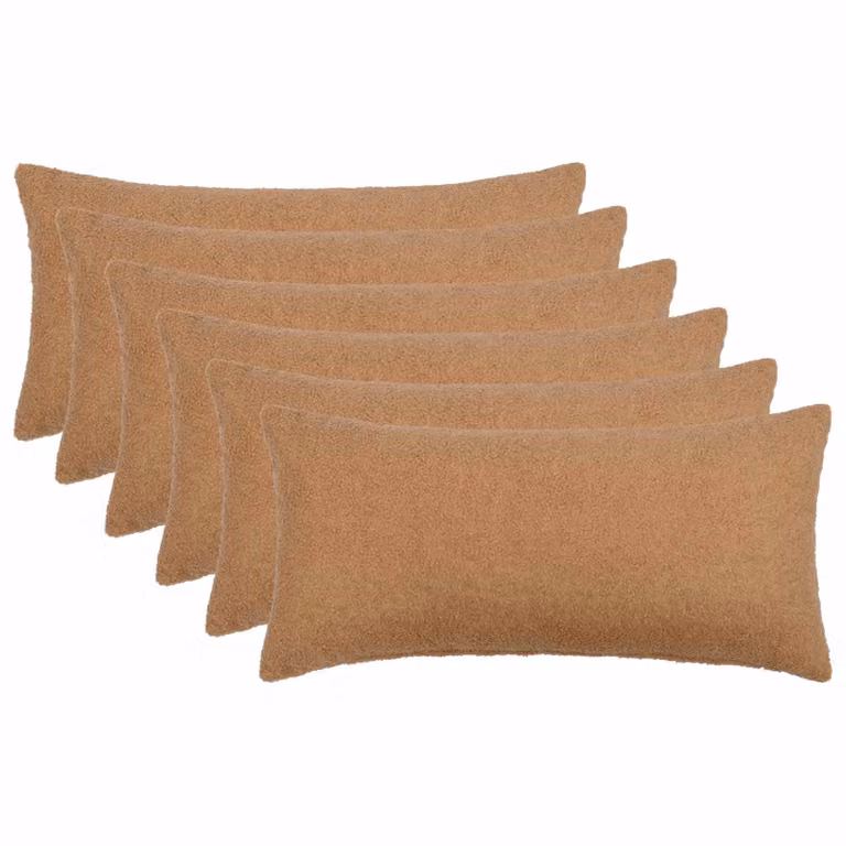Set di 6 federe vidaXL HEERLEN in bouclé beige, L 40 cm x P 80 cm