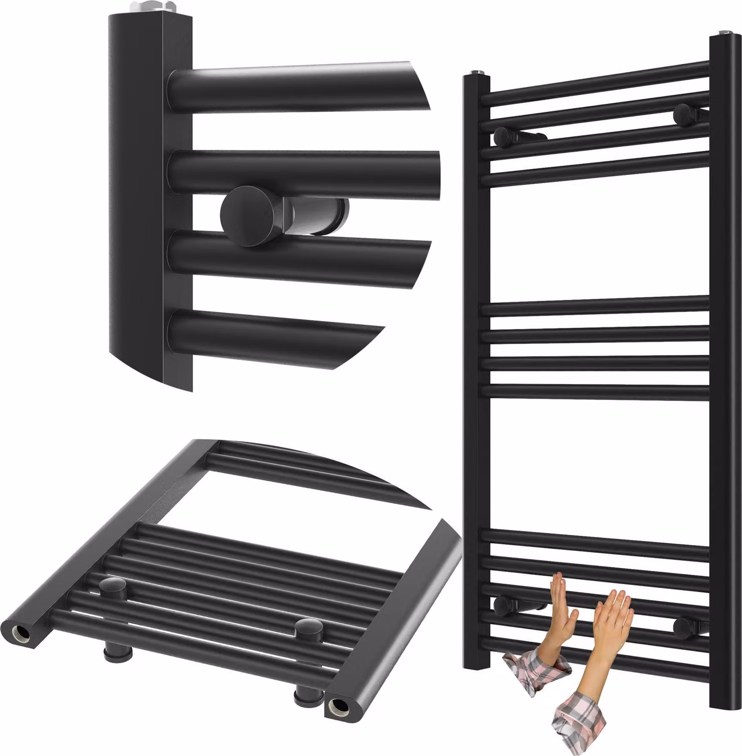 Granitan - Radiatore da bagno - Scaldasalviette - 50x90 cm - Nero - Scaldasalviette - BRENO