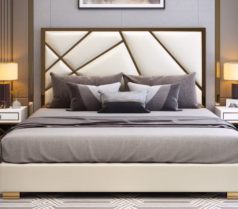 Bett Polster Design Luxus Doppel Hotel Betten Schlaf Zimmer Leder 180x200cm
