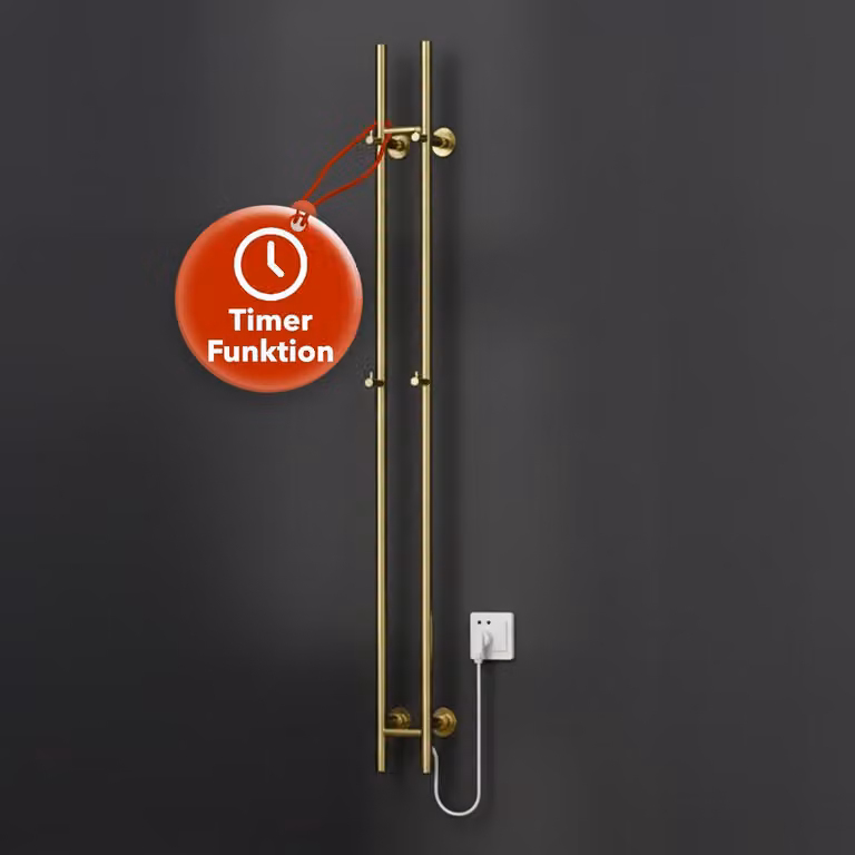 BELVIT asciugamani elettrico 150 cm doppio 120W con timer e 2 impostazioni di calore - a parete, 4 ganci, scaldasalviette elettrico per bagno