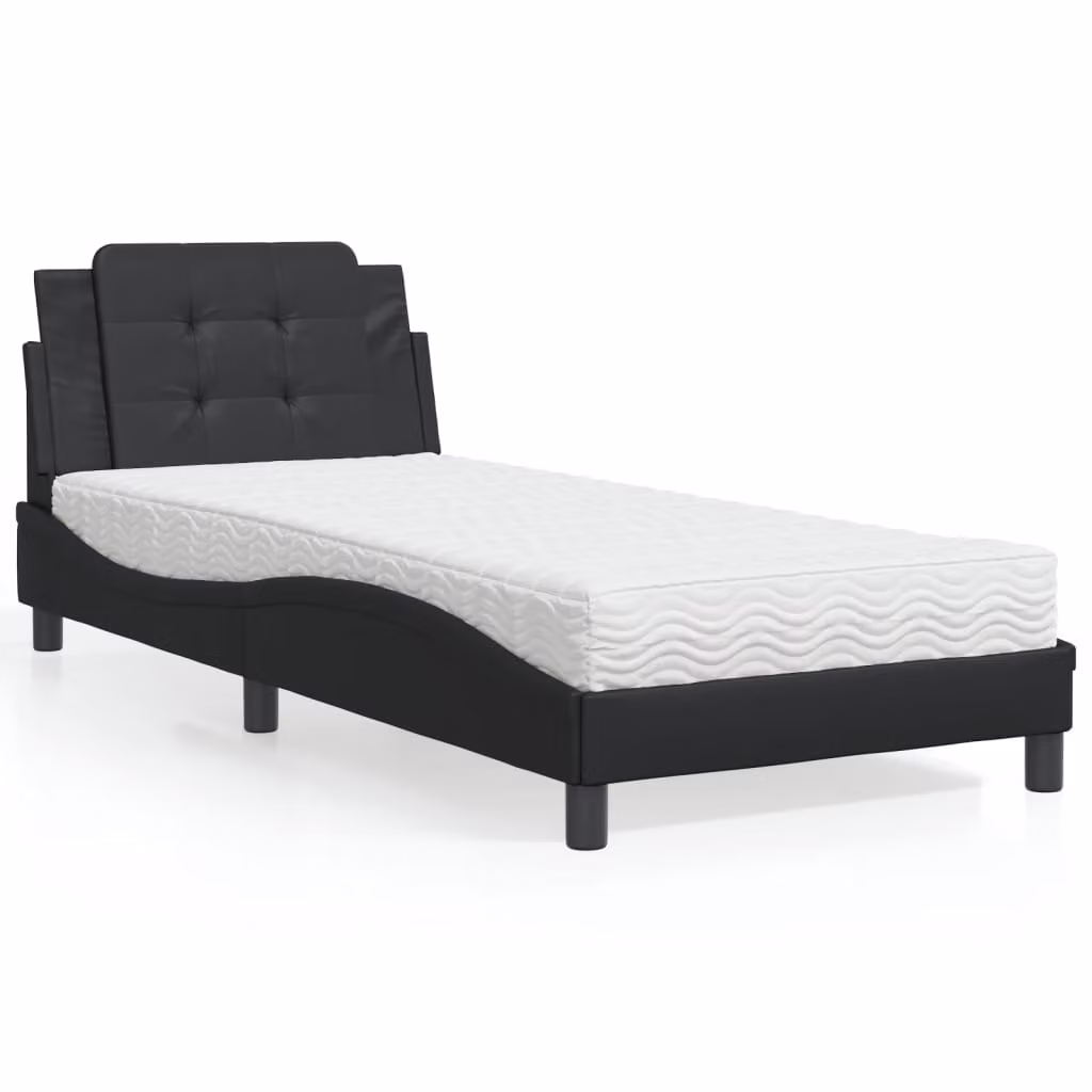 Letto con Materasso Zadar vidaXL in Similpelle Nero 100x200 cm
