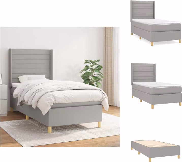 vidaXL Letto a molle con materasso grigio chiaro 80x200 cm in tessuto - Letti & strutture letto