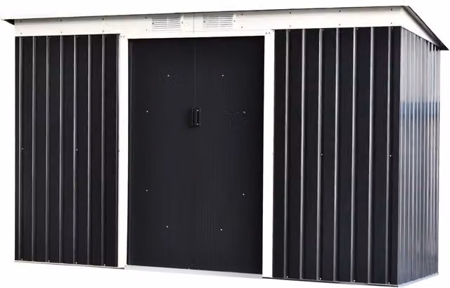 Casetta Box da Giardino in Lamiera per Deposito Attrezzi 277x130x173 cm Grigio Scuro