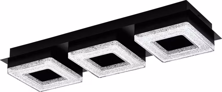 Eglo 99325 FRADELO 1 LED tripla plafoniera Applique 3x3,5W 460x140mm Nero trasparente bianco caldo