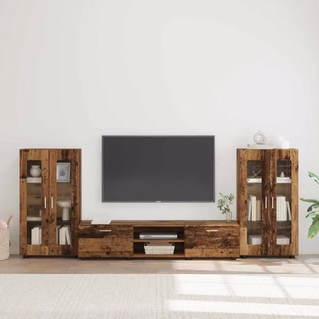 Set mobile TV FLORIN vidaXL in legno vecchio marrone, 3 pezzi