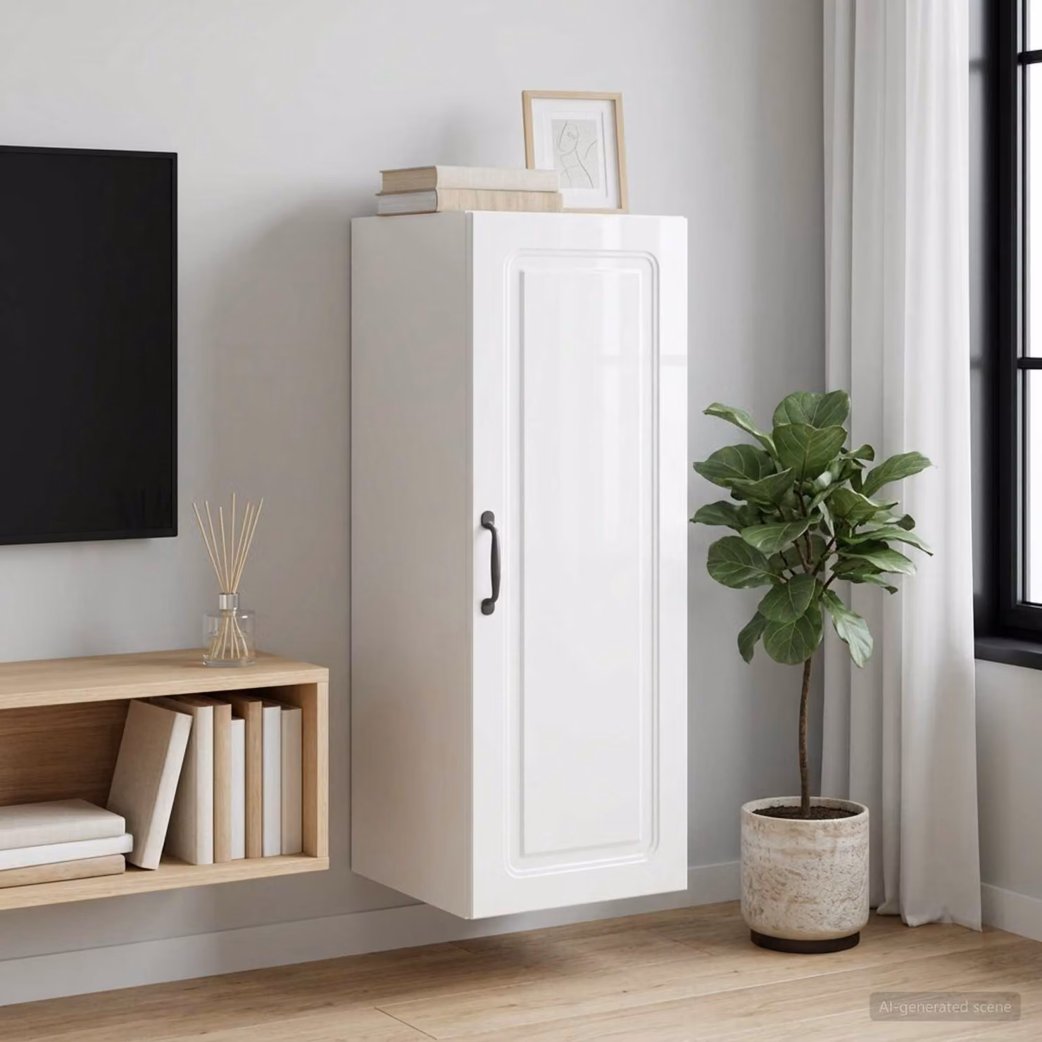 Mobiletto a muro vidaXL bianco con ripiani regolabili e ante a battente in legno ingegnerizzato L/P/H: 33 x 34,5 x 90 cm