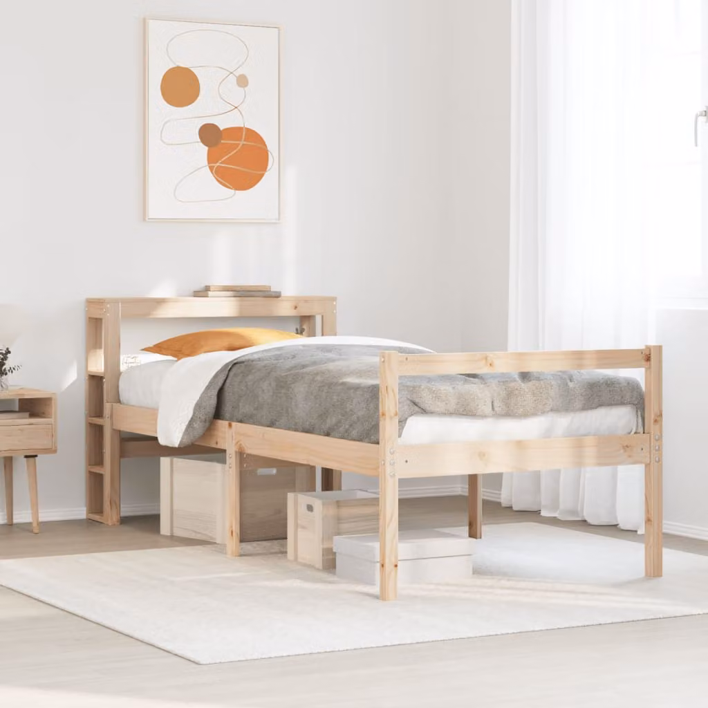 Letto per anziani vidaXL in legno massello di pino marrone con testiera e cassetti L/P/H: 190 x 90 x 82 cm