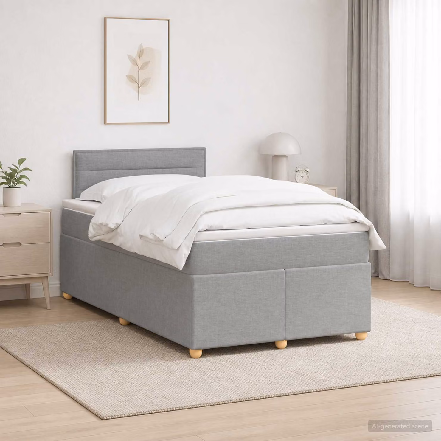 vidaXL Letto box spring con materasso Grigio Chiaro 120 x 190 cm
