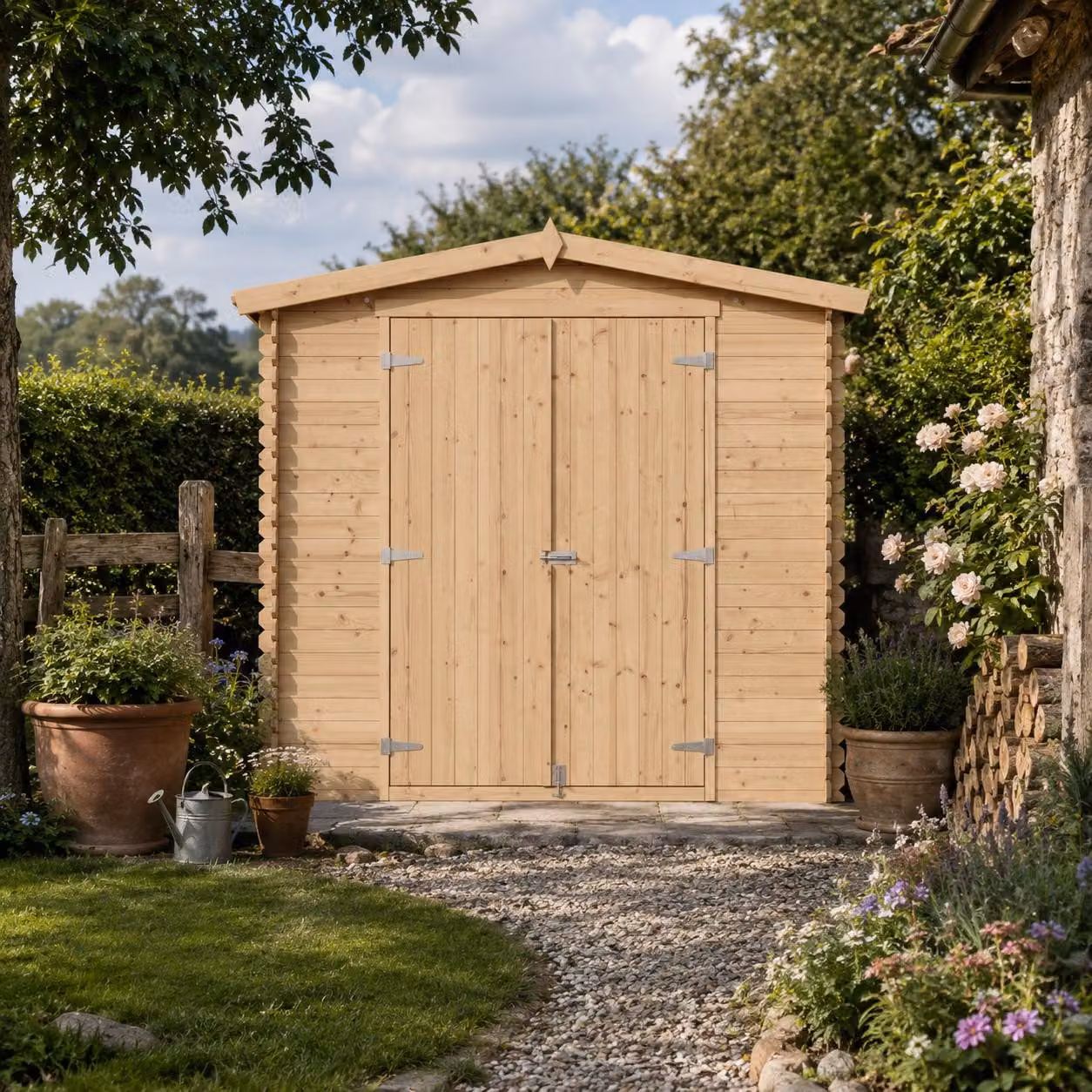 TIMBELA M369C1+M369G Casetta da Giardino in Legno 4.33 m², Capanno da Giardino per Esterno con Pareti da 19 mm, Casetta in Legno per Attrezzi e Biciclette con Pavimento Impregnato