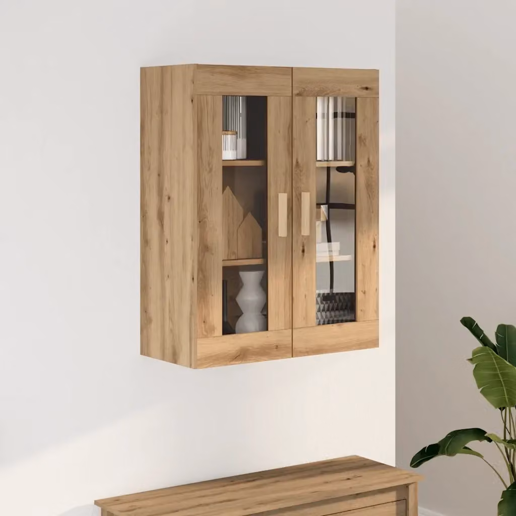 Armadietto Pensile a Parete DESIGN IN in Rovere Marrone con Ante in Vetro L: 69,5 cm, P: 34 cm, H: 90 cm CFW3482102 – 2