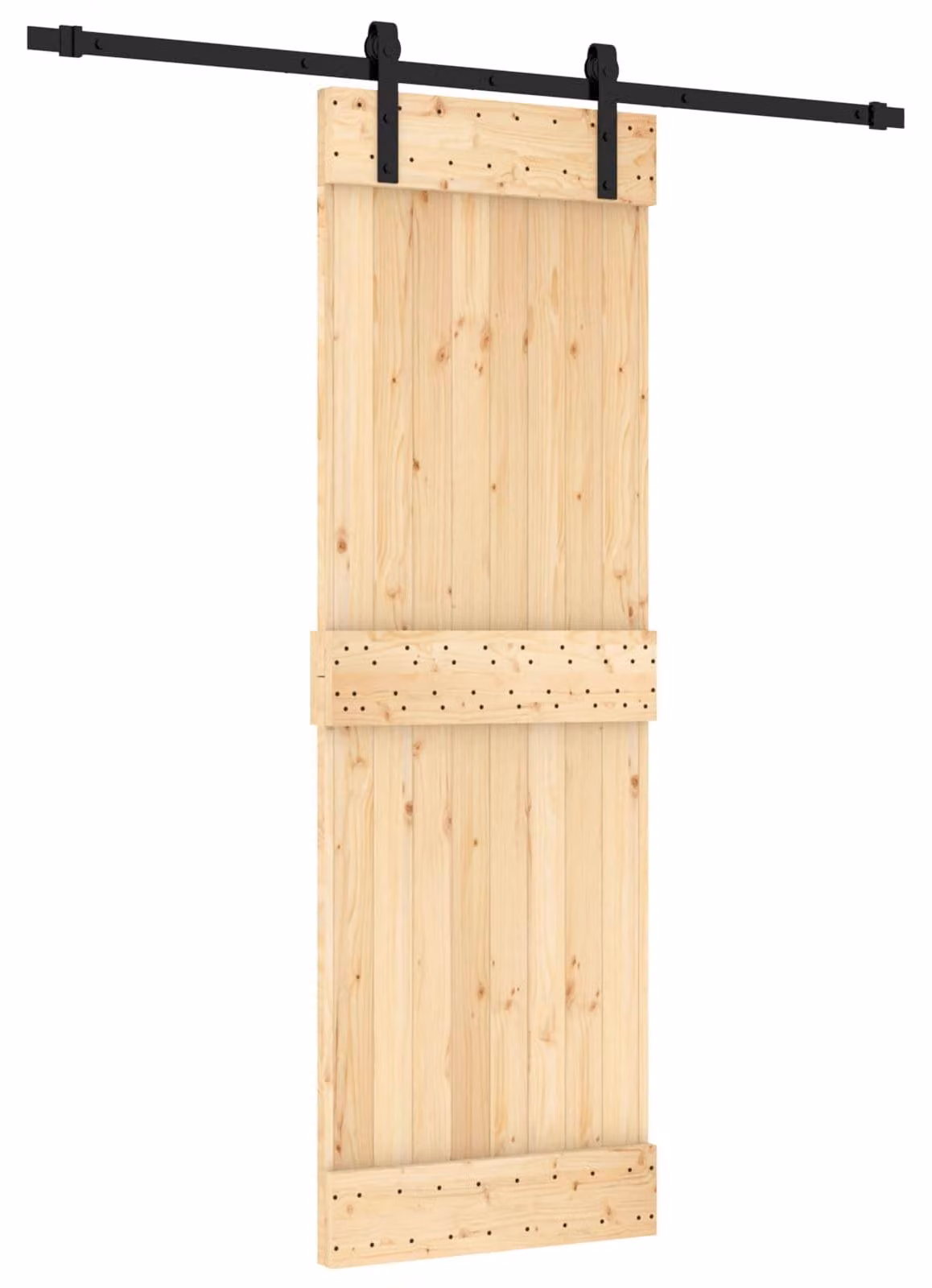 Porta scorrevole Naturale e Nero 70 x 210 cm