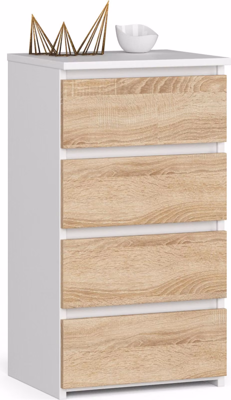 Cassettiera AKORD CL4 Bianco 40 cm 4 cassetti frontali rovere Sonoma L40 x H74 x P35 cm