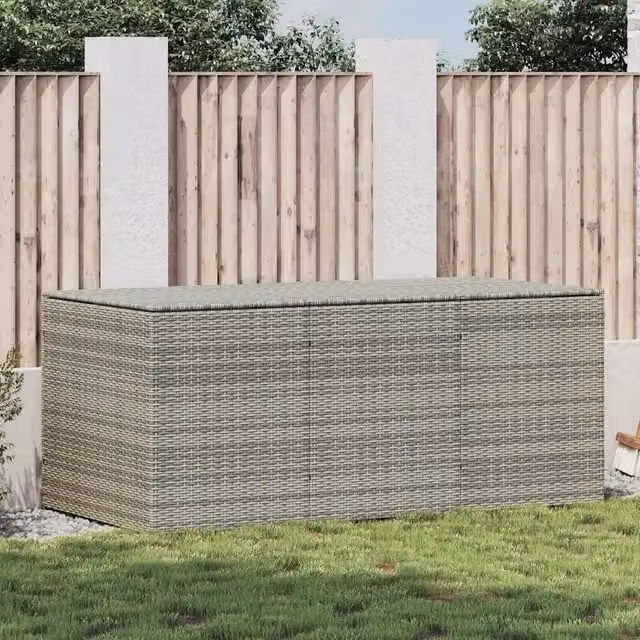 Baule da Giardino in Polyrattan 180x90x70 cm Grigio 46479