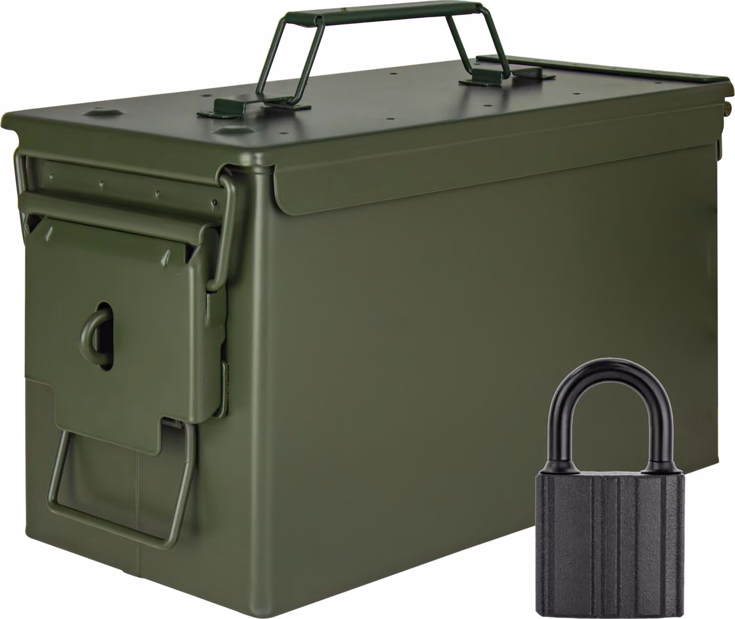 Trucky Scatola portamunizioni in metallo Con serratura scatola portamunizioni con coperchio, 31 x 16 x 19 cm, colore verde militare