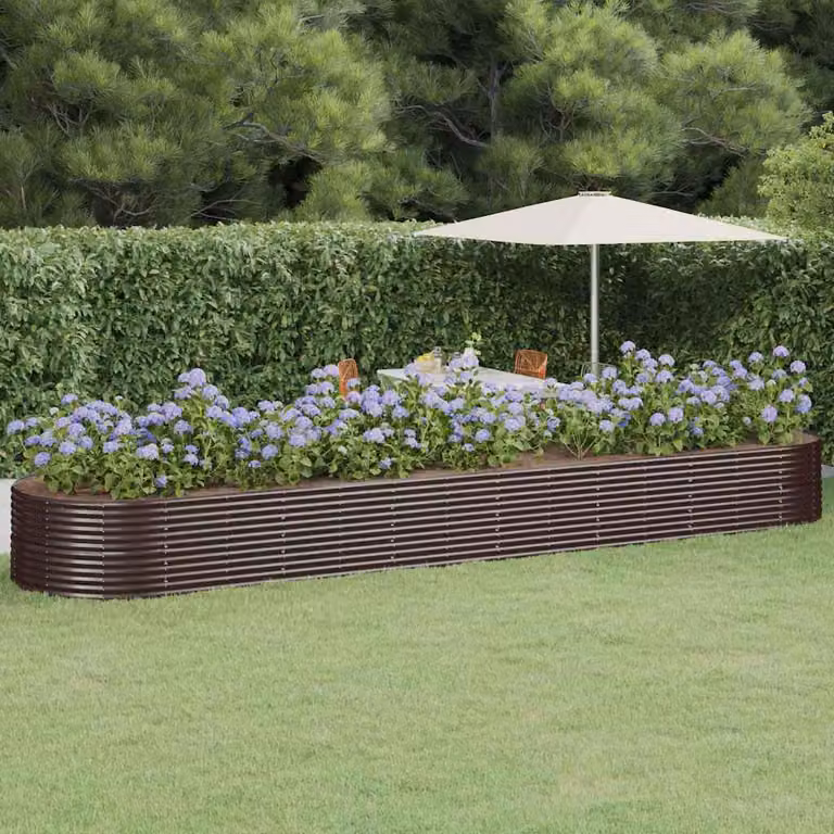 vidaXL Letto Giardino Acciaio Vernice a Polvere 584x140x68 cm Marrone