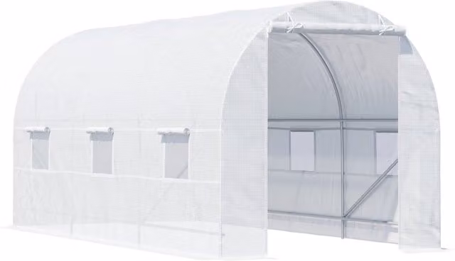 EasyComfort Serra da Giardino a Tunnel Bianco con Copertura in PE e Struttura in Metallo L: 4.5 m, P: 2 m, H: 2 m – 1