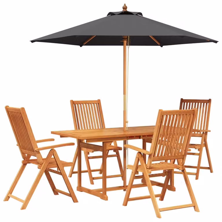 Set da esterno per giardino con ombrellone, composto da 6 sedie e un tavolo per 4 persone