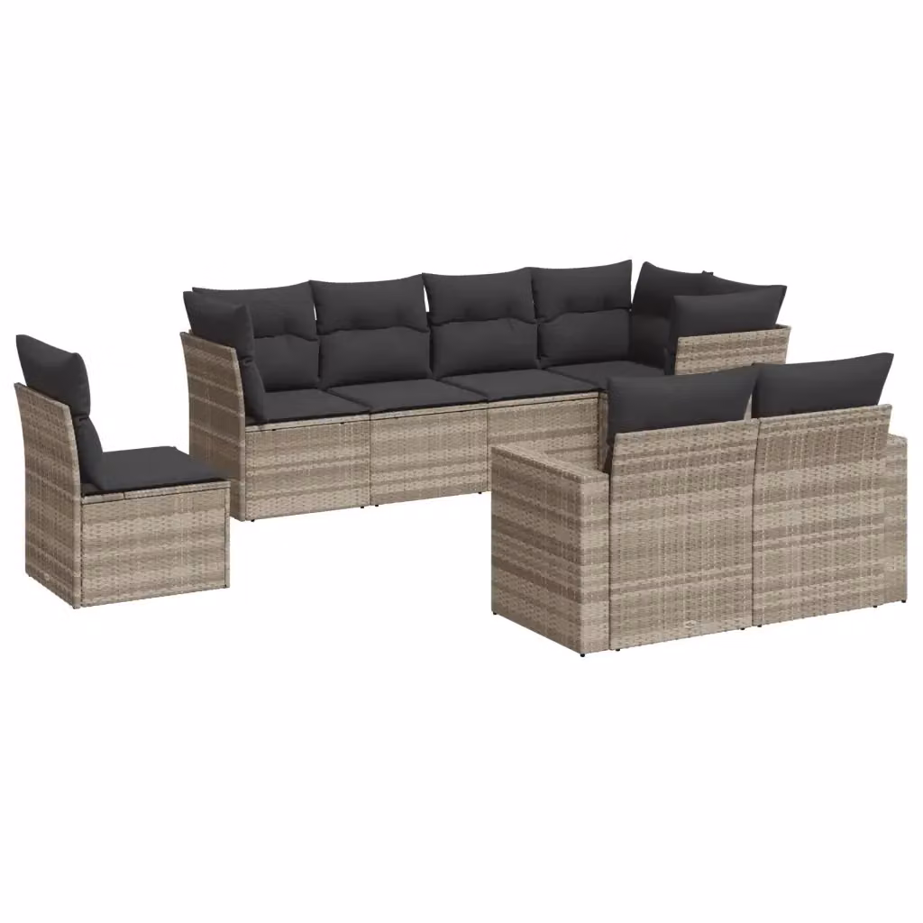 vidaXL Set Divano da Giardino a L in Polyrattan Grigio con Cuscini Imbottiti e Rivestimenti Rimovibili – 2