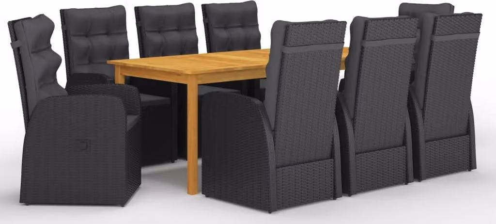 Maison Exclusive - Set da pranzo da giardino 9 pezzi nero