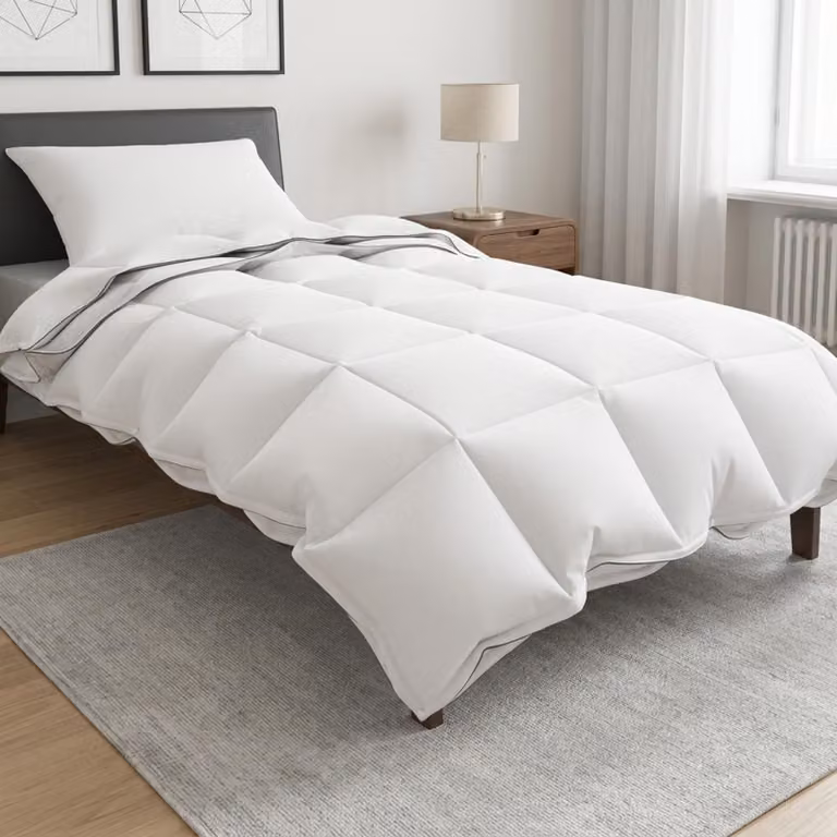 Set di piumoni e cuscini vidaXL bianchi in cotone, bambù e poliestere, L 135 x P 200 cm