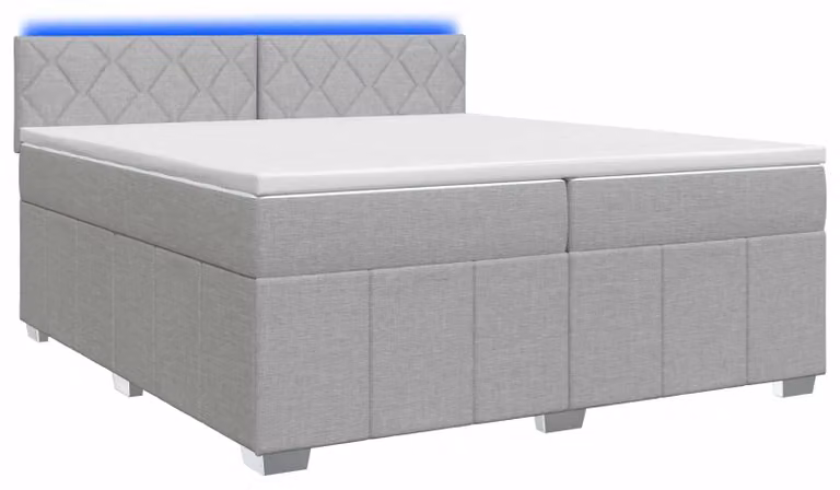 Letto a molle con materasso grigio chiaro 200 x 200 cm in tessuto