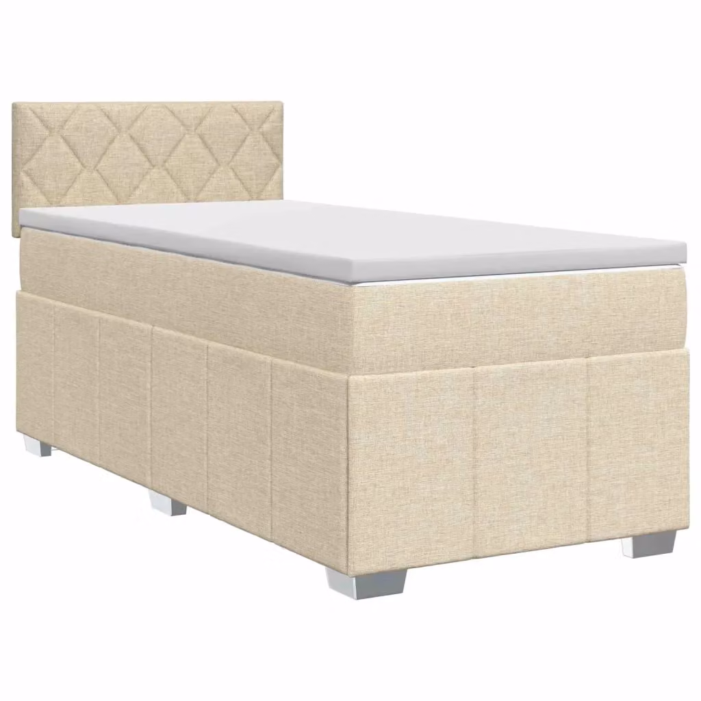 Letto box spring con materasso ibrido vidaXL in tessuto beige e bianco L/P: 100 x 200 cm – 2