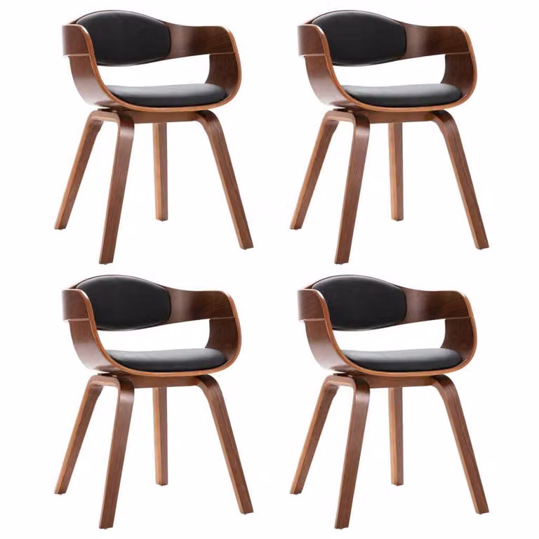 SYFAX™ Sedie da Pranzo 4 pz in Legno Curvato e Pelle finta