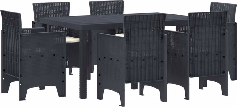 Maison Exclusive - Set da pranzo per esterno, 7 pezzi, rattan sintetico grigio antracite