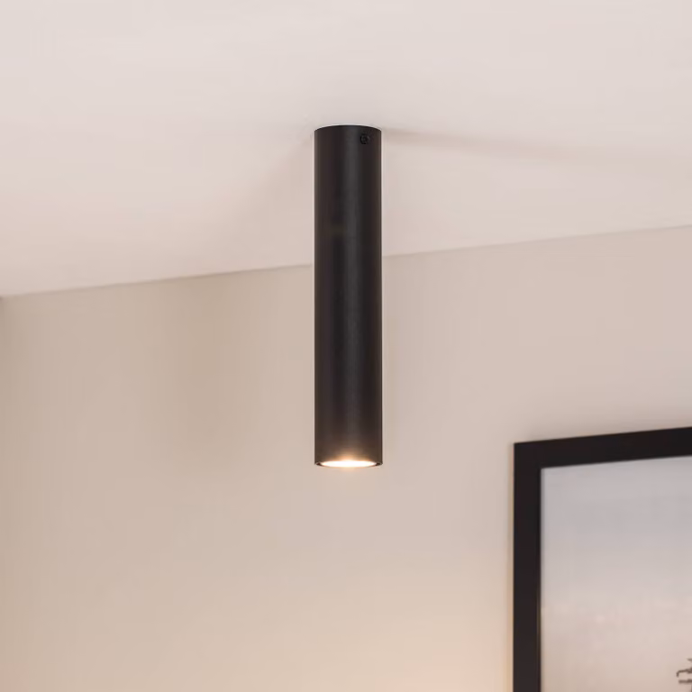 Faretto da soffitto Tecno 1M, acciaio, GU10, altezza 30 cm, nero 1M EMIBIG LIGHTING, dimmerabile, Nero, Soggiorno / Sala da pranzo, Metallo, Moderno, Faretto