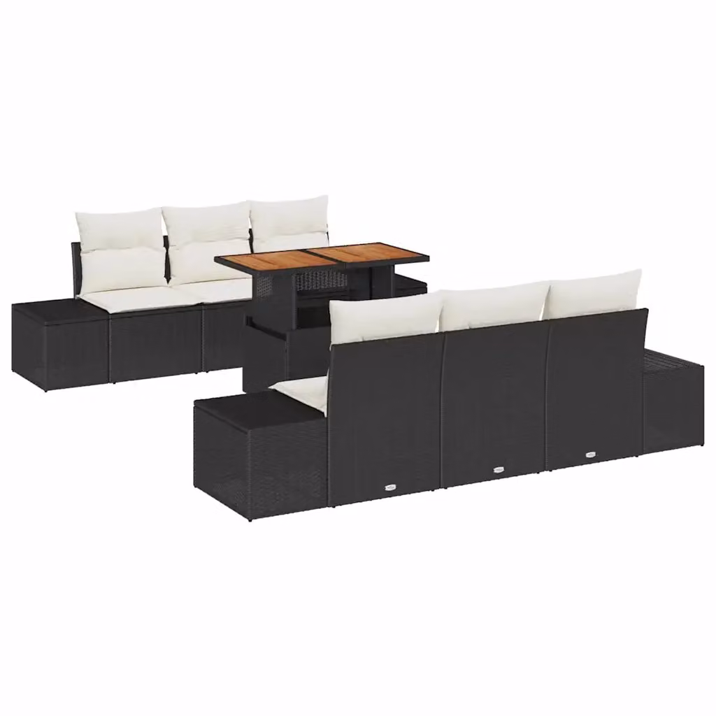Set Divano da Giardino vidaXL in 7 Pezzi in Polyrattan Nero con Cuscini e Contenitore per Archiviazione – 2