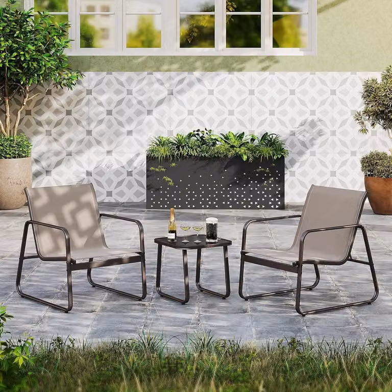 Set da tavolo e sedie da 3 pezzi - Set da bistrot - Set per balcone - Arredamento da esterno - Mobili da giardino - Tessuto traspirante