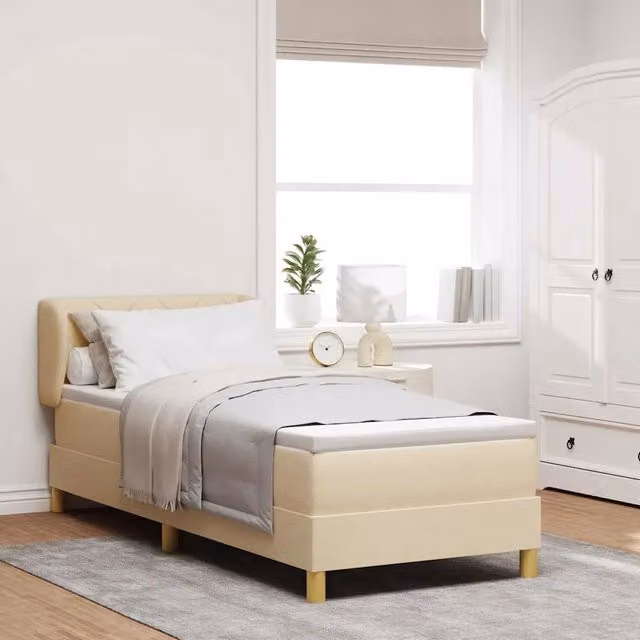 Letto a molle con testiera vidaXL in tessuto beige L: 80 cm, P: 200 cm, H: 83 cm