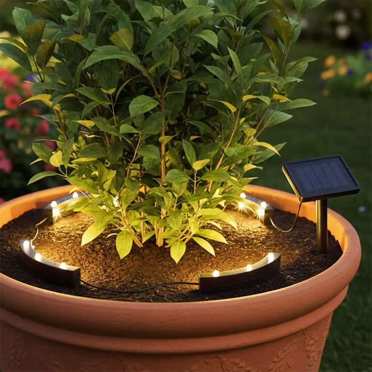 Lampada solare a LED per vasi, luce bianco caldo - Set da 4 - Illuminazione decorativa per piante in vaso e aiuole fiorite