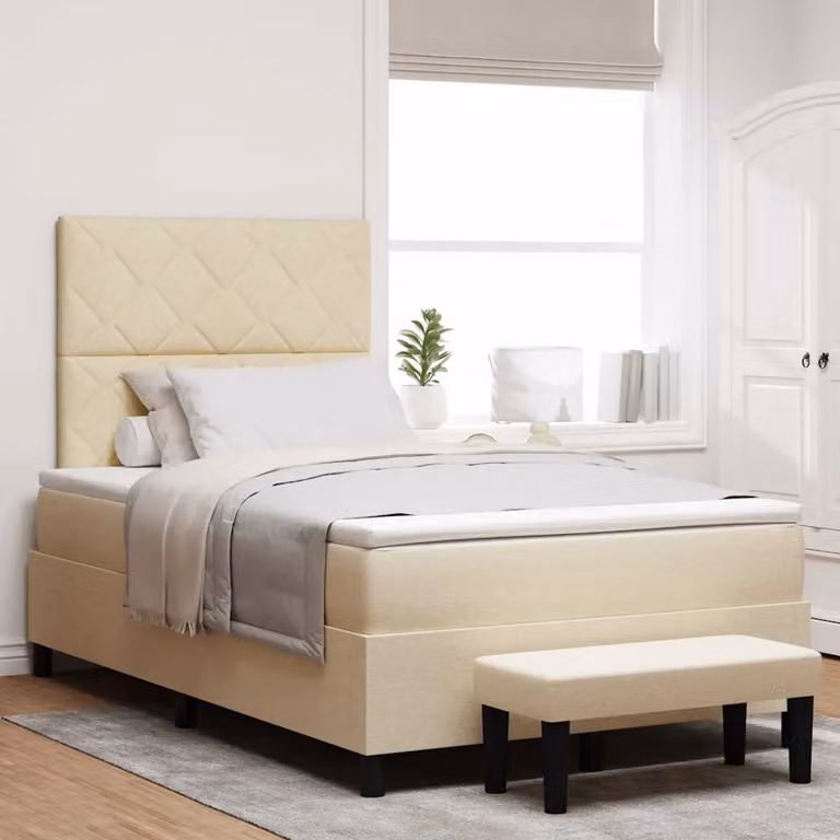 Letto ibrido con materasso e testiera vidaXL in tessuto beige L 120 cm x P 200 cm