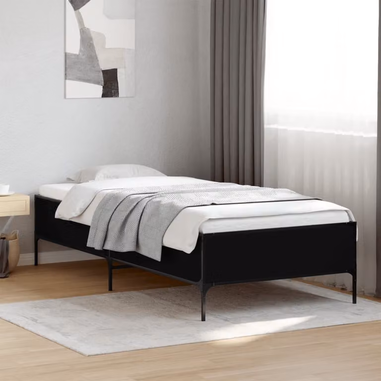 vidaXL Giroletto Nero in Legno e Metallo L/P/H: 90 x 190 cm