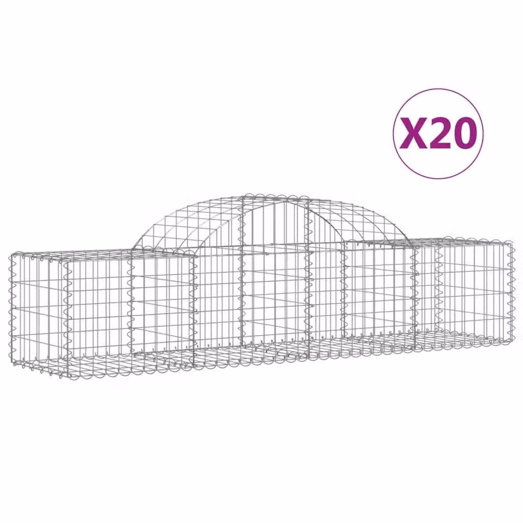 Cesti Gabbioni ad Arco 20 pz 200x50x40/60 cm Ferro Zincato