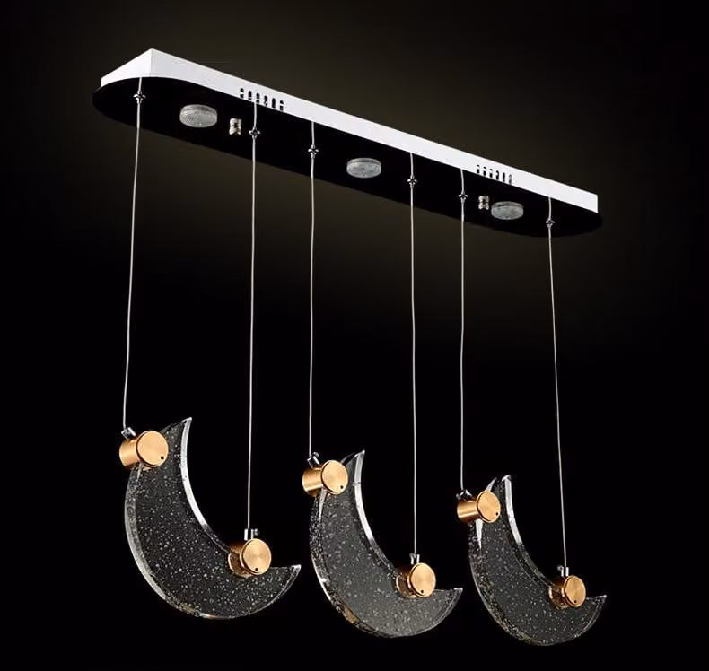 Lampada a sospensione LED 1668-3 75*10 cm H 130 cm Cristalli di luna Telecomando Colore della luce regolabile A+