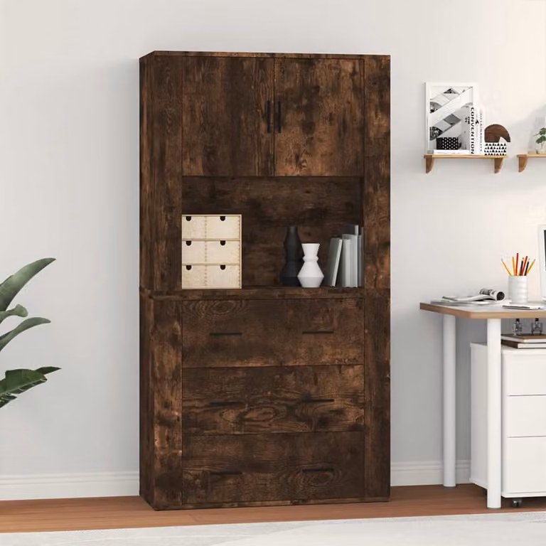 Credenza moderna vidaXL in legno multistrato color rovere fumo, sospesa per soggiorno e sala da pranzo