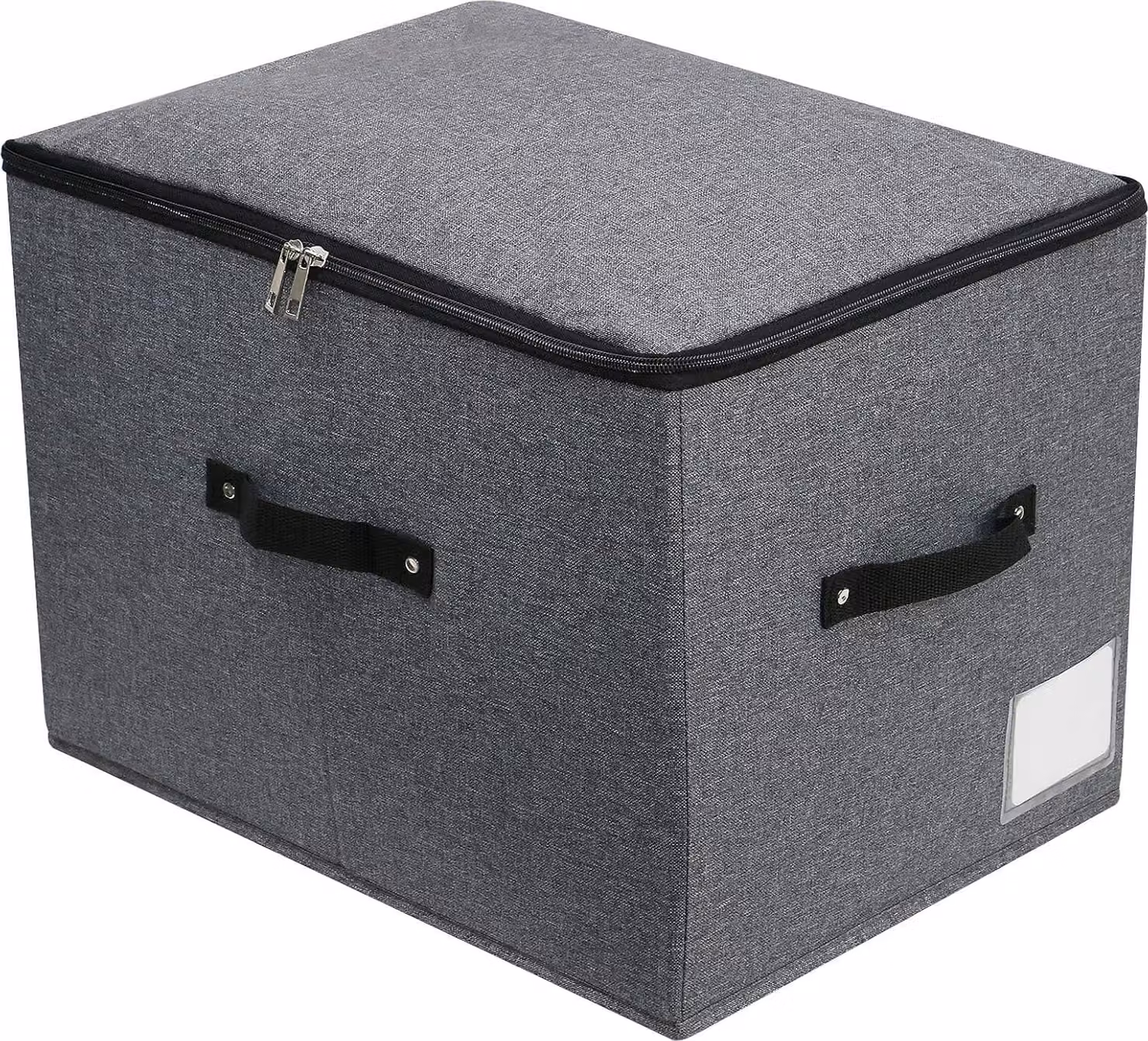 Contenitore pieghevole in tessuto con cerniera - maniglia in acciaio - 1 pezzo - Nero/grigio - 43x30x30 cm