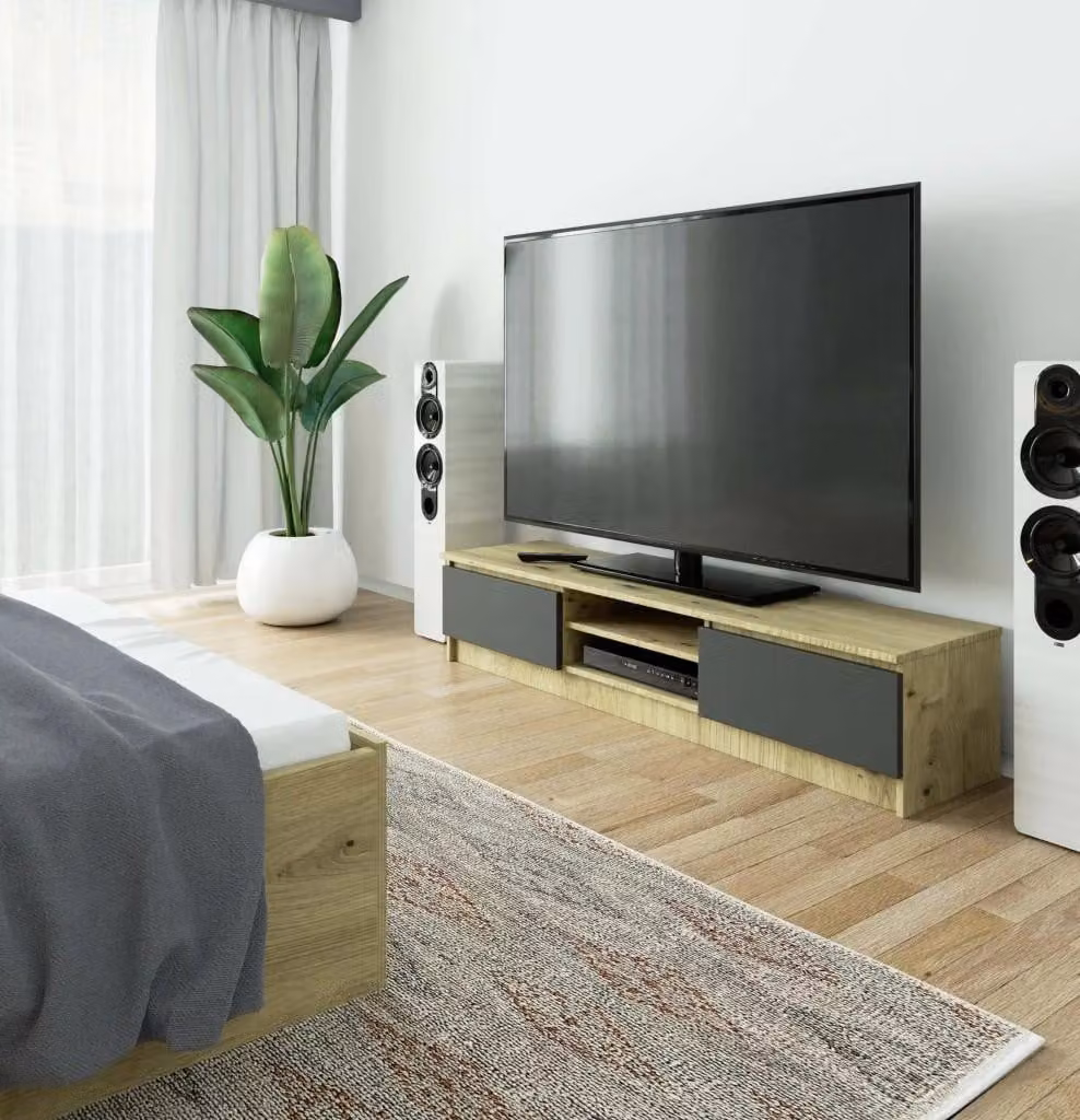 Tavolo TV YMARIN - rovere artisan / grigio