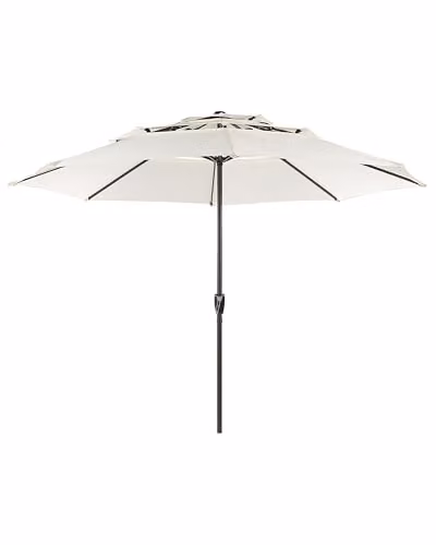 Beliani Ombrellone Moderno Garden Market Ombrellone da Esterno Palo Acciaio Beige Chiaro