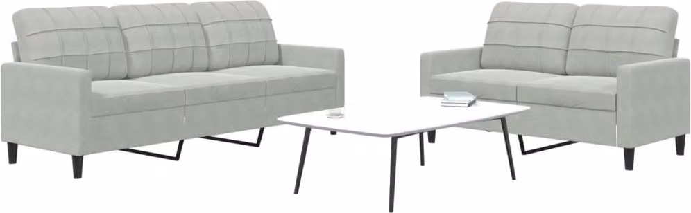 Maison Exclusive - Set divano a 2 posti con cuscini in velluto grigio chiaro