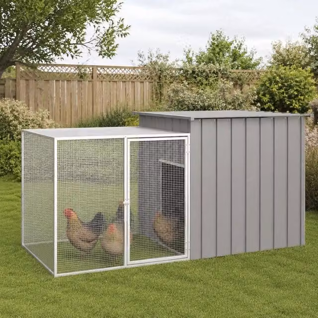 Chicken Cage Grey 200x91x100 Cm Galvanized Steel