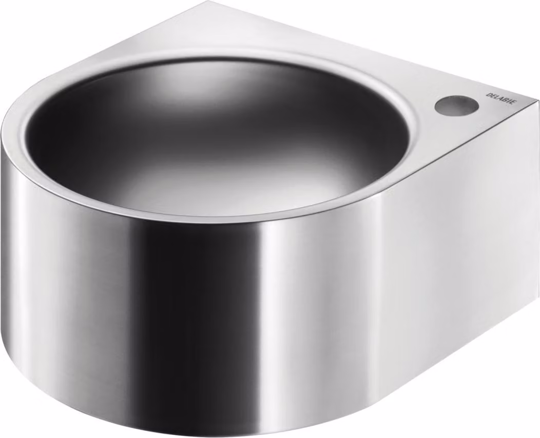 Delabie WT FACIL rubinetto foro D35 destro senza sfioratore Edst. 1.4301 sat.